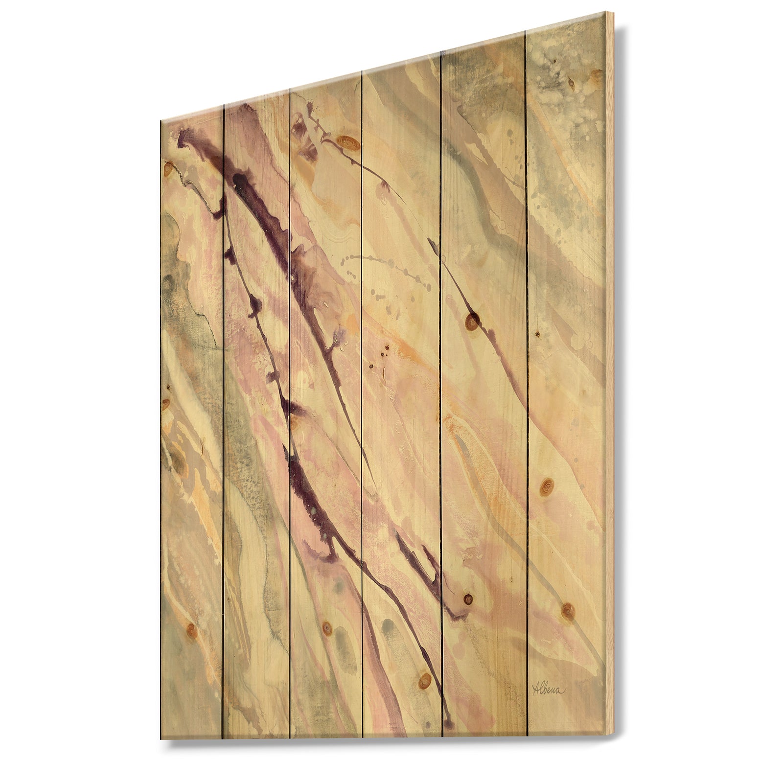 Shaby Pink Marble - Sleek & Chic Modern Print on Natural Pine Wood