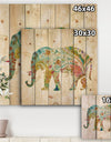 Boho Paisley Elephant II - Bohemian & Eclectic Print on Natural Pine Wood