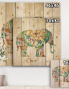 Boho Paisley Elephant I - Bohemian & Eclectic Print on Natural Pine Wood