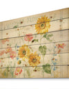 Floursack Florals I - Floral & Botanical Print on Natural Pine Wood