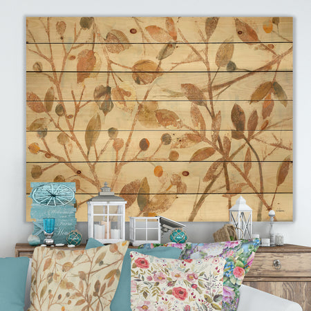 Copper Branches Composition - Lake House Print on Natural Pine Wood