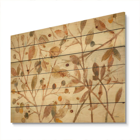Copper Branches Composition - Lake House Print on Natural Pine Wood