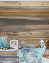 Misty Grey Beach - Nautical & Coastal Print on Natural Pine Wood
