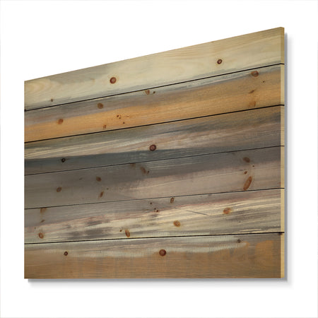 Misty Grey Beach - Nautical & Coastal Print on Natural Pine Wood