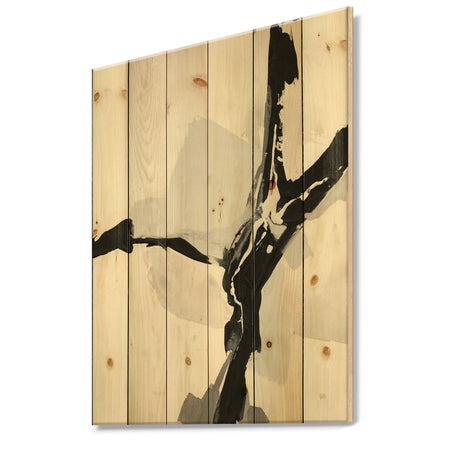 Abstract Neutral III - Mid-Century Modern Print on Natural Pine Wood