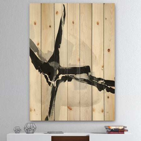 Abstract Neutral I - Mid-Century Modern Print on Natural Pine Wood