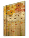 Daisies Fall I - Floral & Botanical Print on Natural Pine Wood