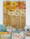 Daisies Fall I - Floral & Botanical Print on Natural Pine Wood