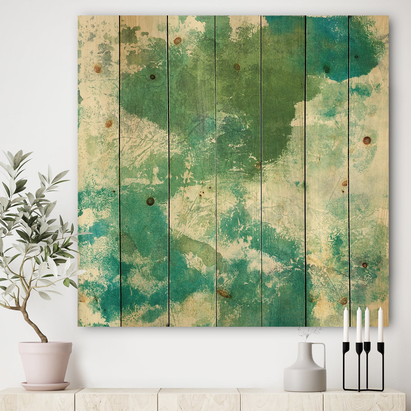 Watercolor Rock II - Modern & Contemporary Print on Natural Pine Wood