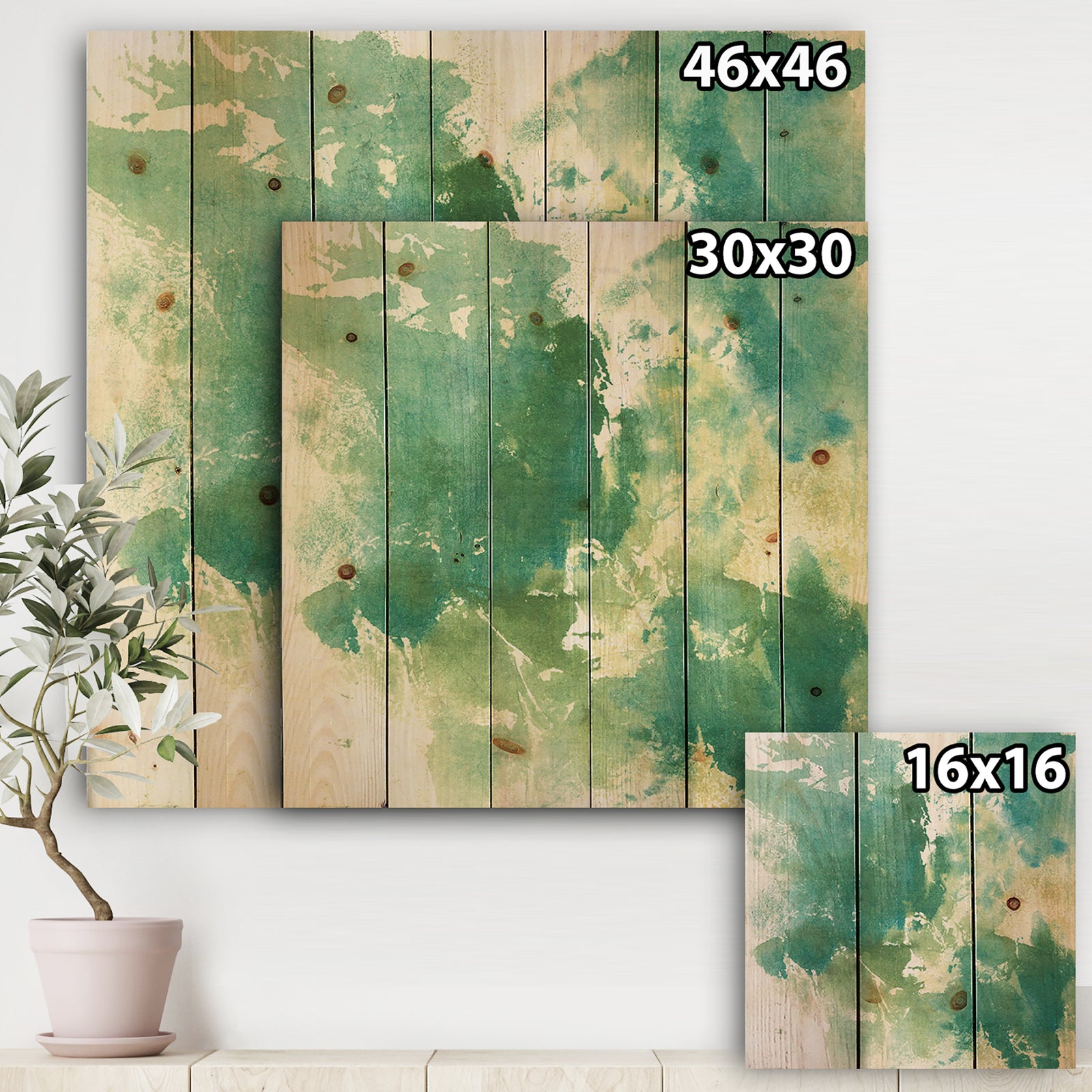 Watercolor Rock I - Modern & Contemporary Print on Natural Pine Wood