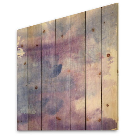 Watercolor Purple Haze II - Modern & Contemporary Print on Natural Pine Wood