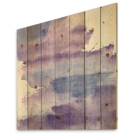 Watercolor Purple Haze I - Modern & Contemporary Print on Natural Pine Wood