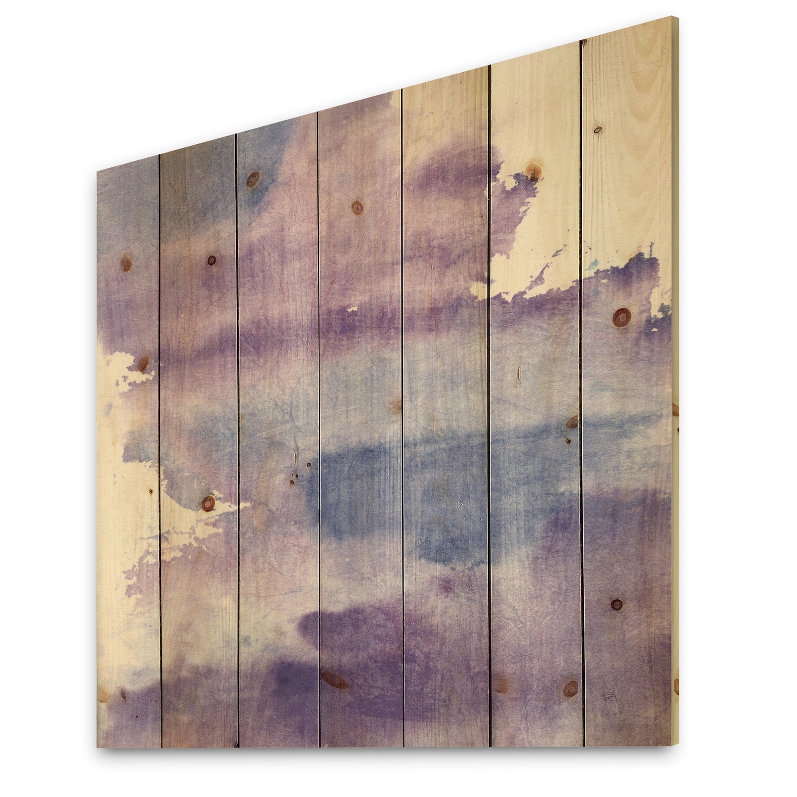 Watercolor Purple Haze I - Modern & Contemporary Print on Natural Pine Wood
