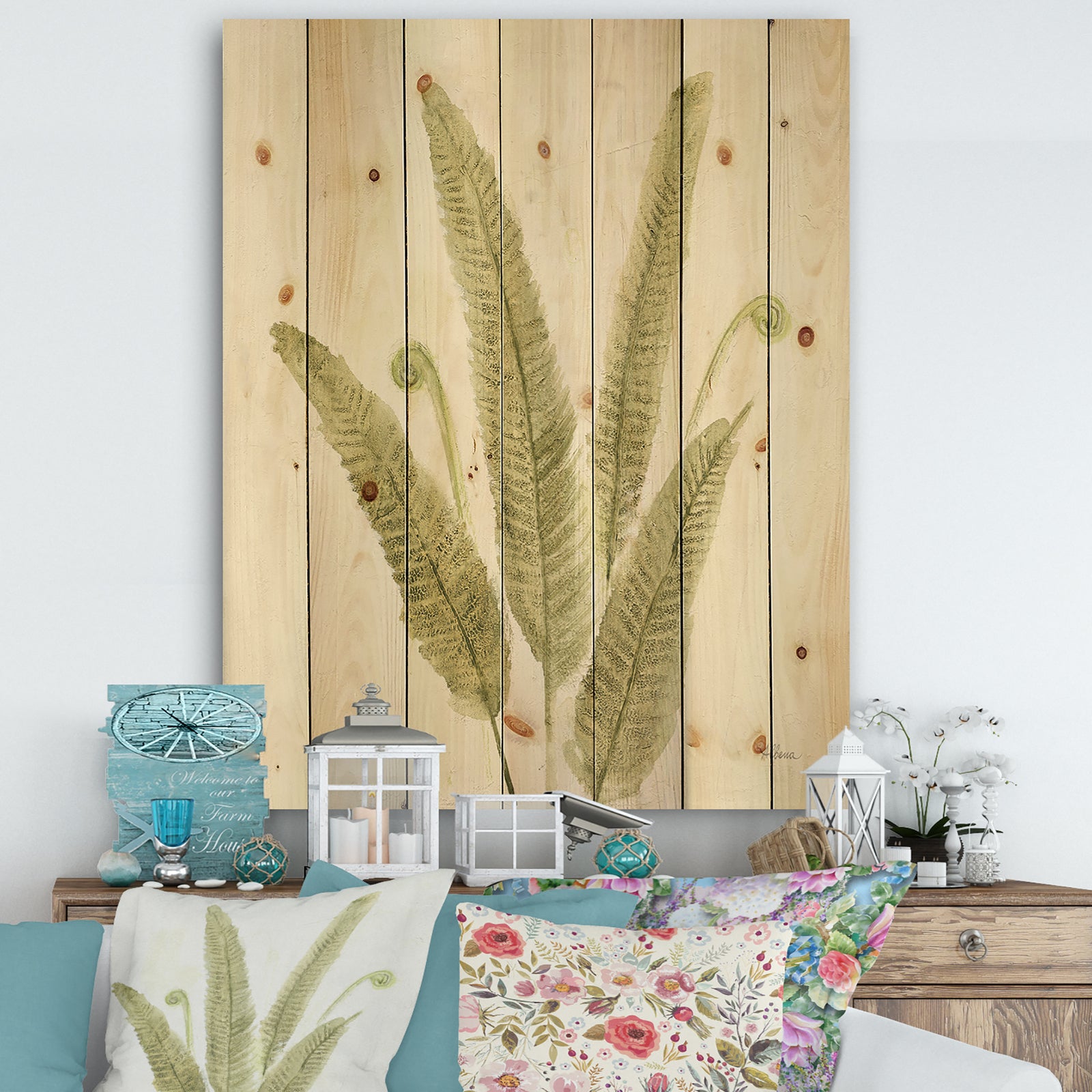 Simple Forest III - Farmhouse Print on Natural Pine Wood