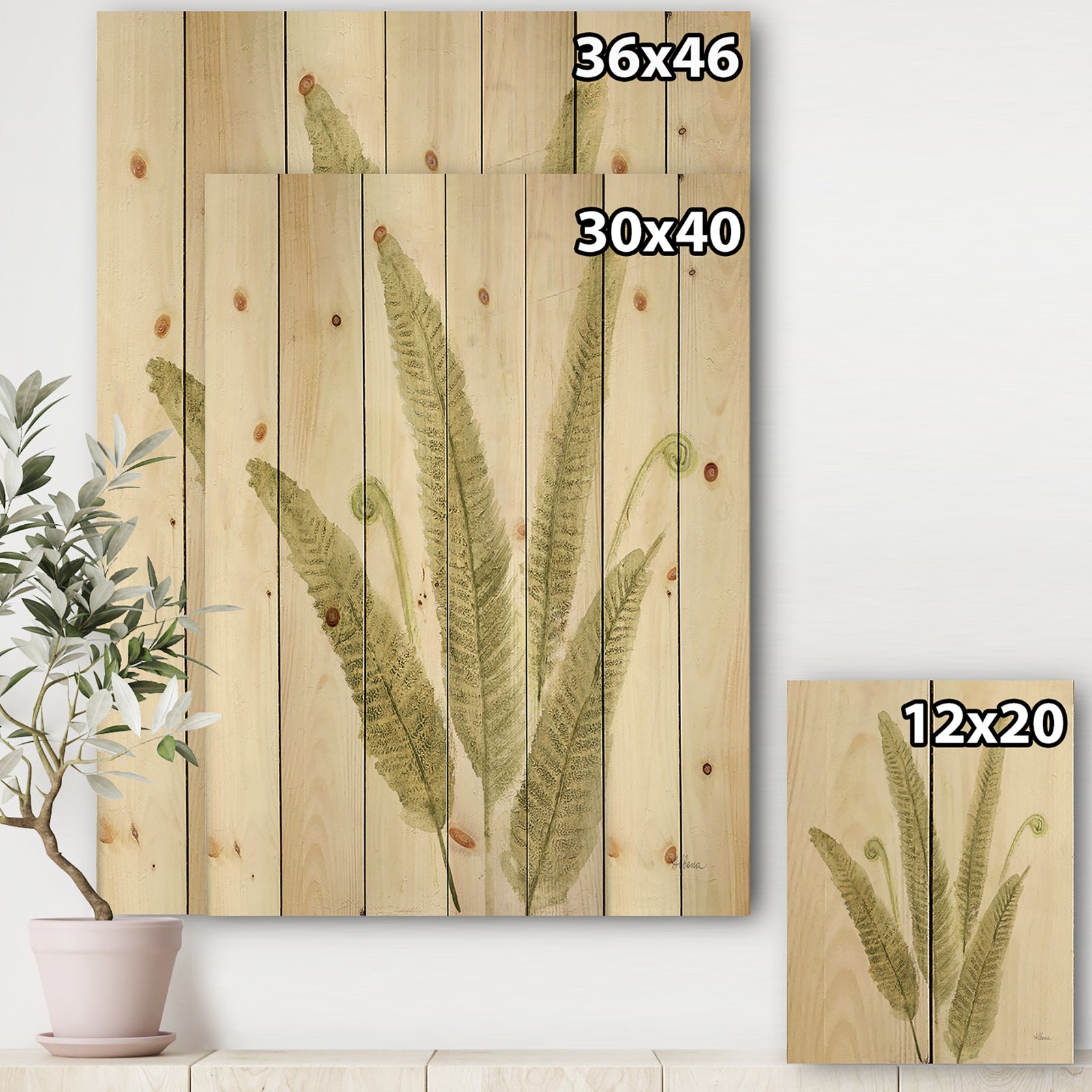 Simple Forest III - Farmhouse Print on Natural Pine Wood