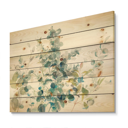 Eucalyptus Natural Element - Farmhouse Print on Natural Pine Wood