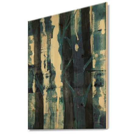 Deep Woods II Indigo - Country Charm Print on Natural Pine Wood