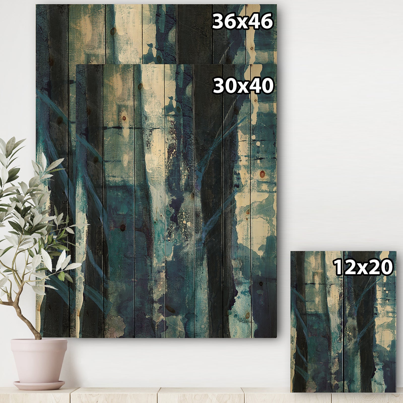 Deep Woods I Indigo - Country Charm Print on Natural Pine Wood