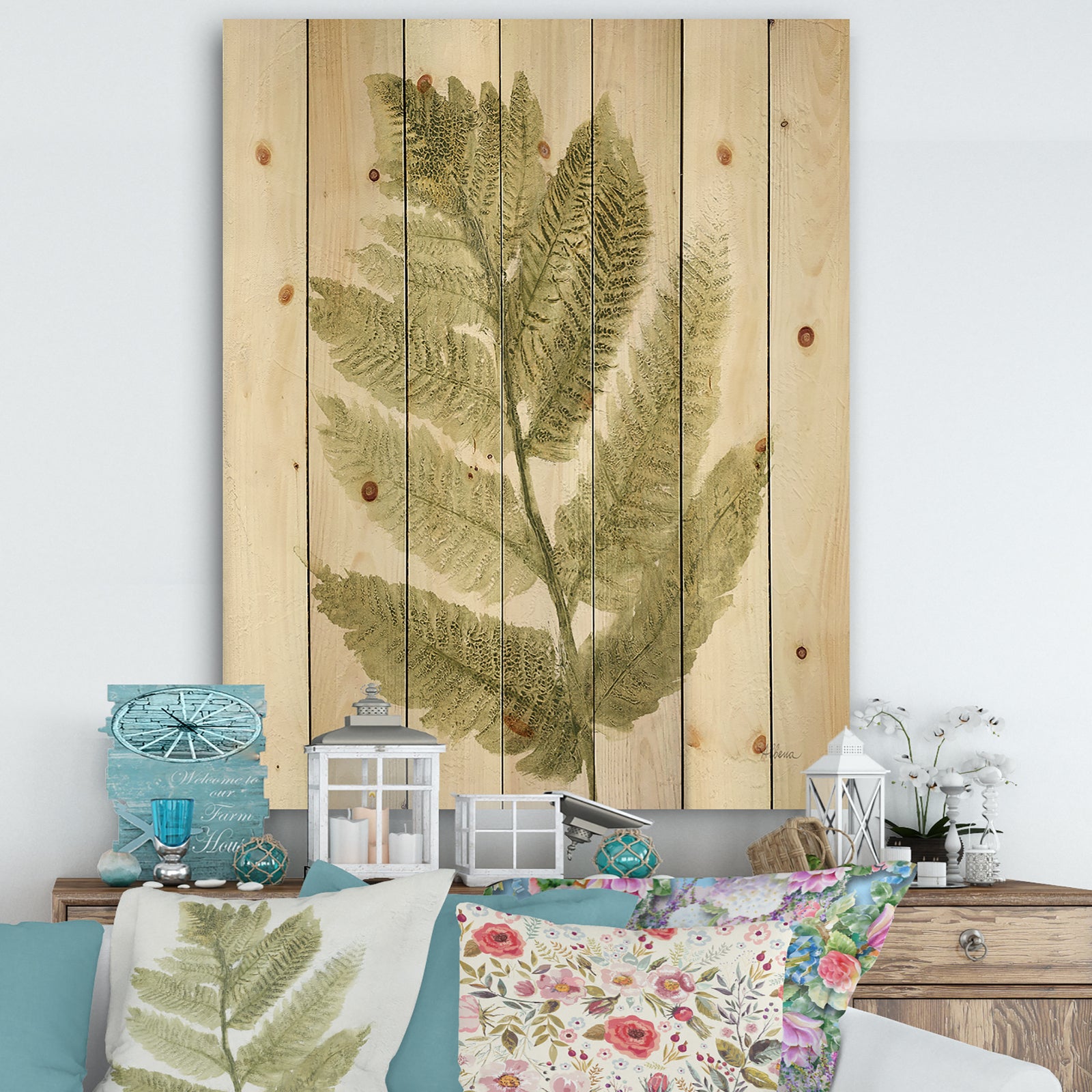 Simple Forest IV - Farmhouse Print on Natural Pine Wood