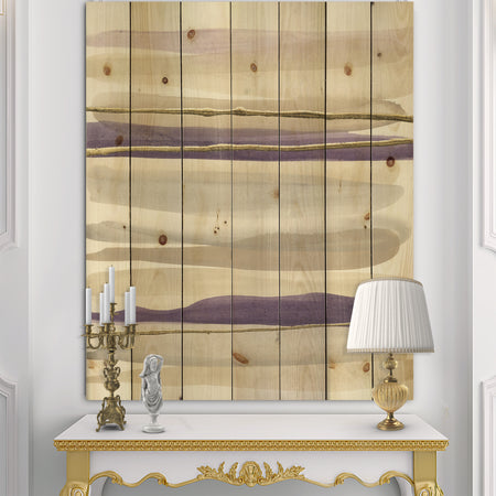 Shape of Glam Purple I - Shabby Chic Print on Natural Pine Wood