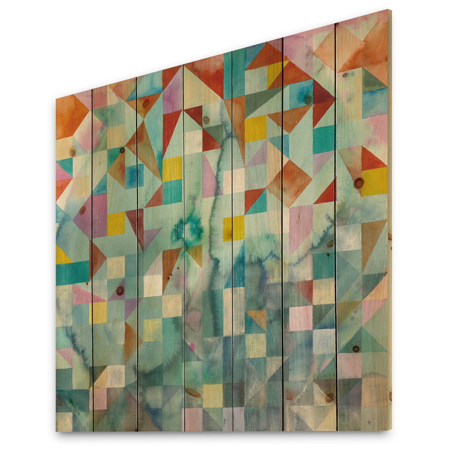 Modern Patchwork - Modern & Contemporary Print on Natural Pine Wood