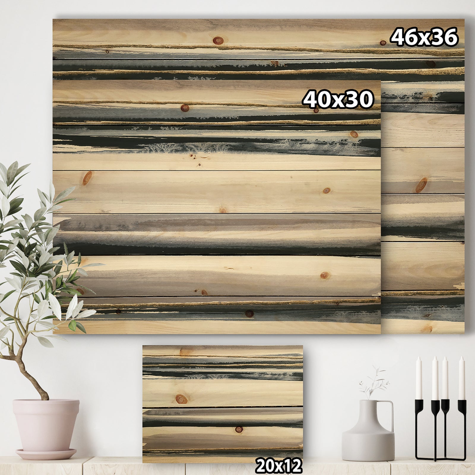 Gold Watercolor Amethyst II - Modern & Contemporary Print on Natural Pine Wood
