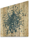 Geometric Blue Spots - Modern & Contemporary Print on Natural Pine Wood