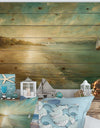 Coastal Pastel Horizon - Nautical & Coastal Print on Natural Pine Wood
