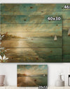 Coastal Pastel Horizon - Nautical & Coastal Print on Natural Pine Wood