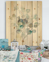 Eucalyptus leaves I - Farmhouse Print on Natural Pine Wood