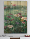 Cosmos at Dawn II - Farmhouse Print on Natural Pine Wood