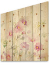 Shabby Flower IV - Farmhouse Print on Natural Pine Wood