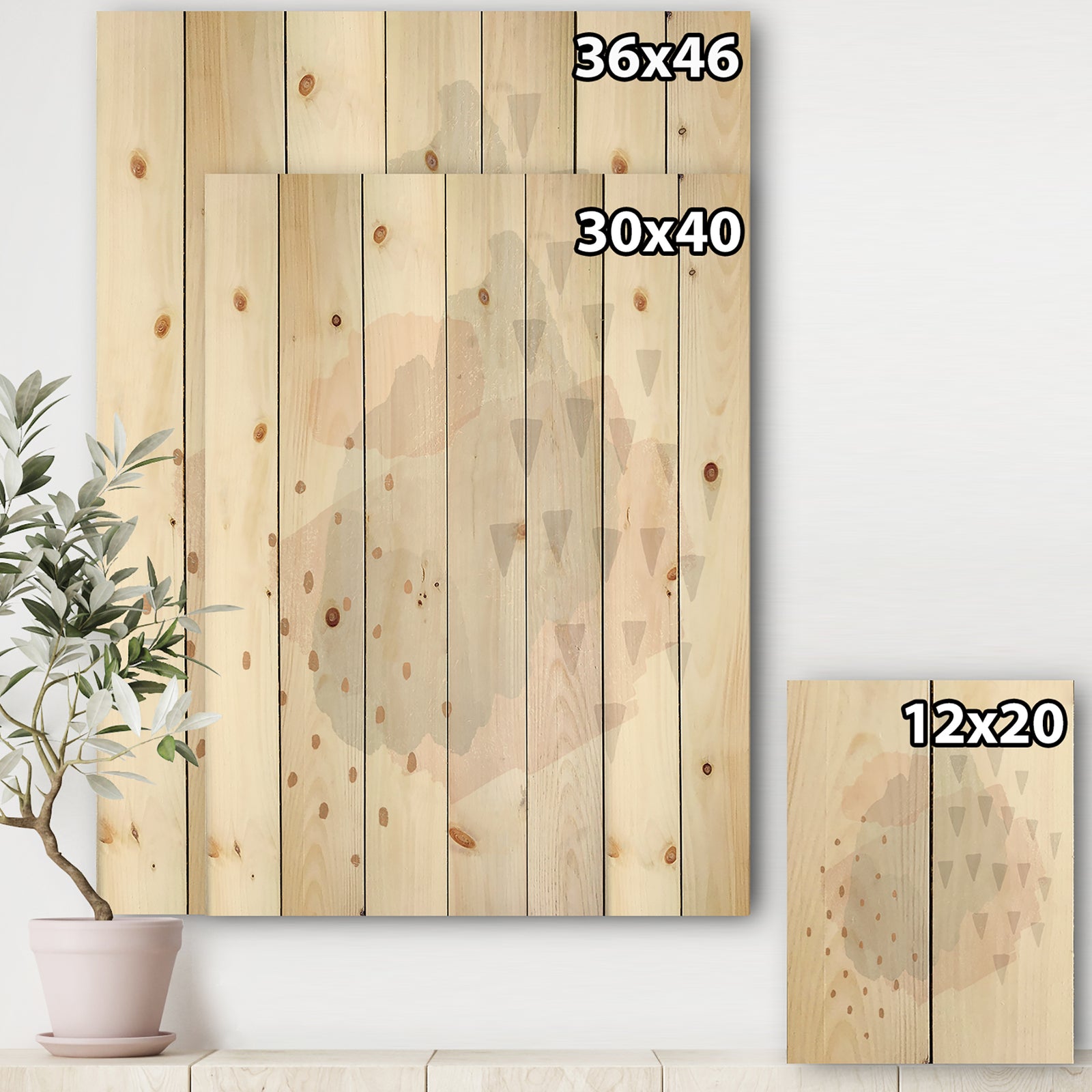 Watercolor Minimal Blush IV - Transitional Print on Natural Pine Wood