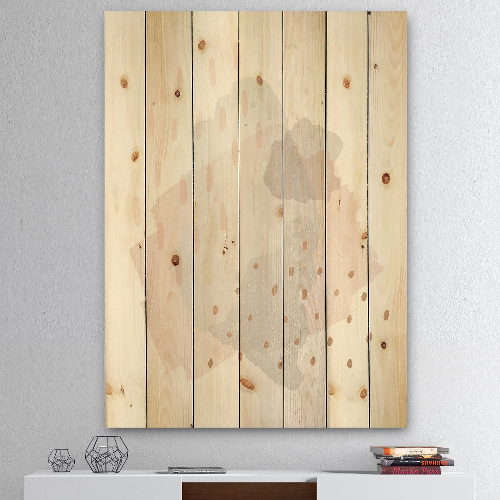 Watercolor Minimal Blush III - Transitional Print on Natural Pine Wood