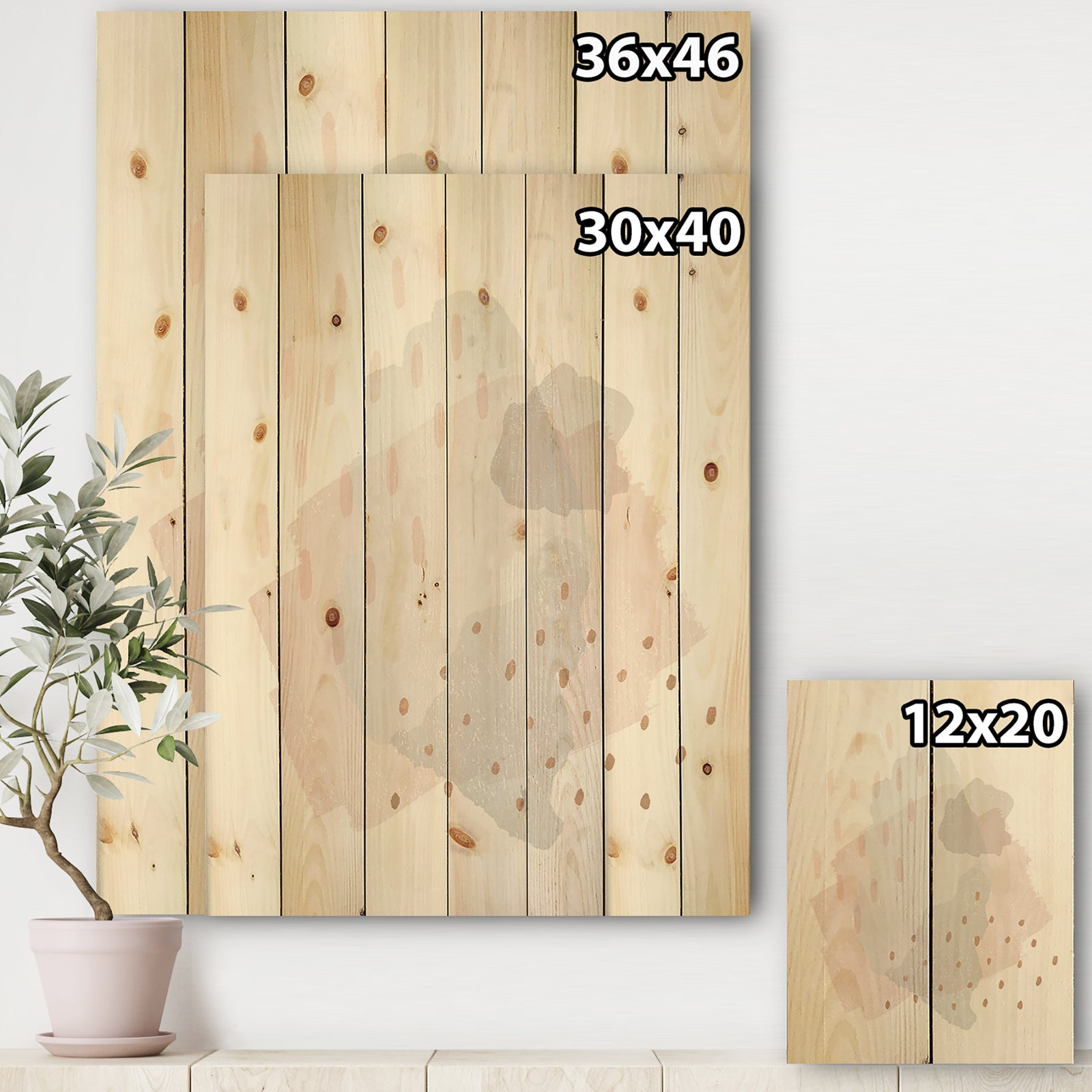 Watercolor Minimal Blush III - Transitional Print on Natural Pine Wood