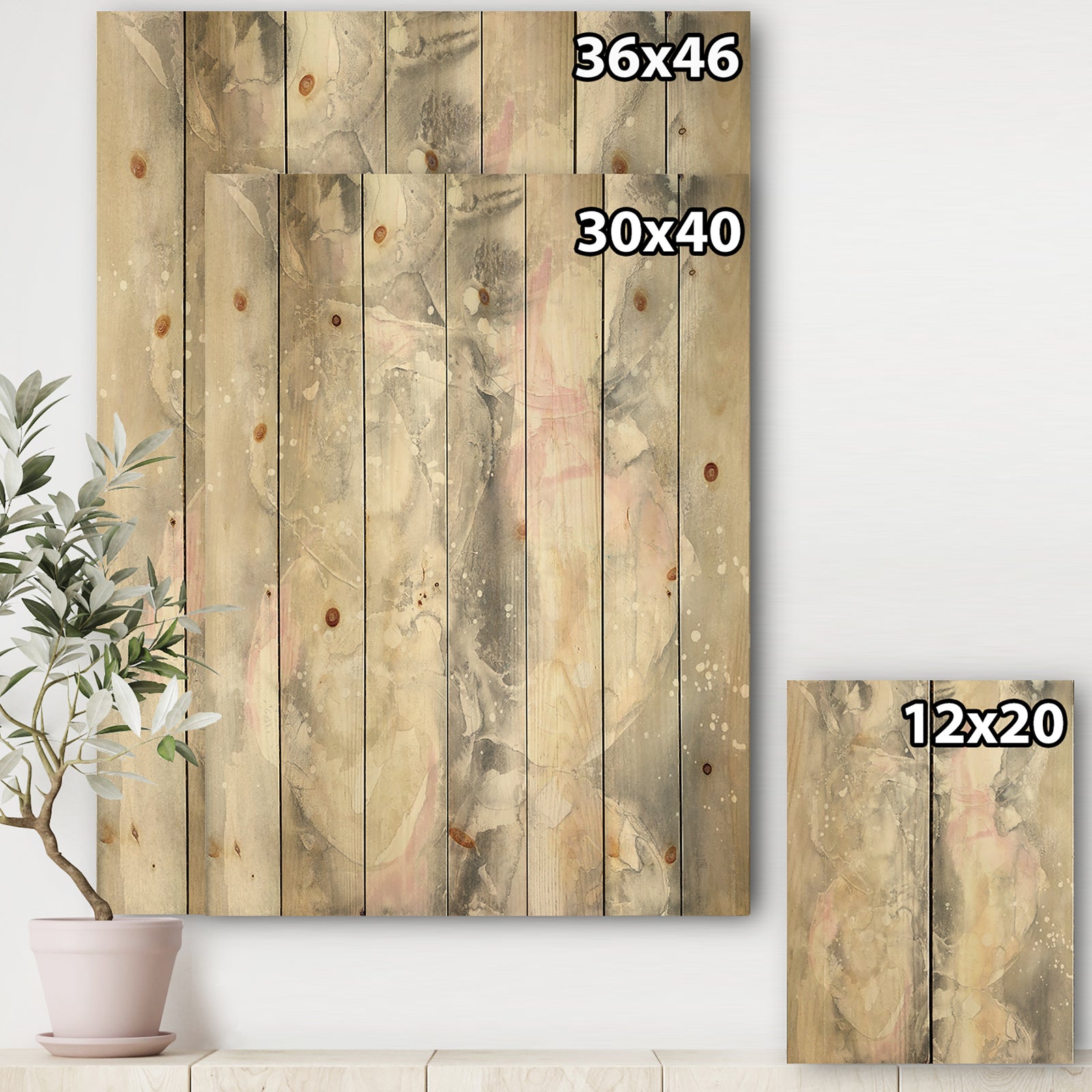 Watercolor Snowflakes II - Modern Farmhouse Print on Natural Pine Wood