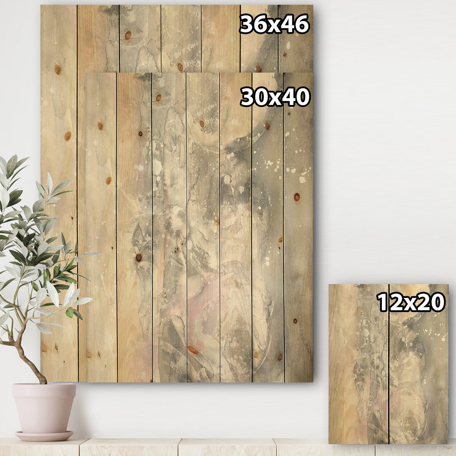Watercolor Snowflakes I - Modern Farmhouse Print on Natural Pine Wood