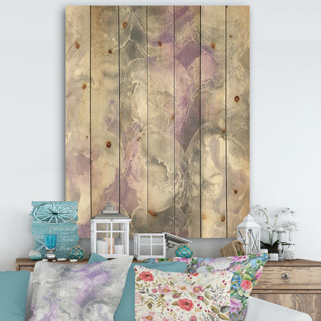 Porch & Den Watercolor Minimal Purple Tones III - Farmhouse Print on Natural Pine Wood