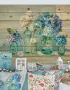 Coastl Flowers Bouquets - Nautical & Coastal Print on Natural Pine Wood