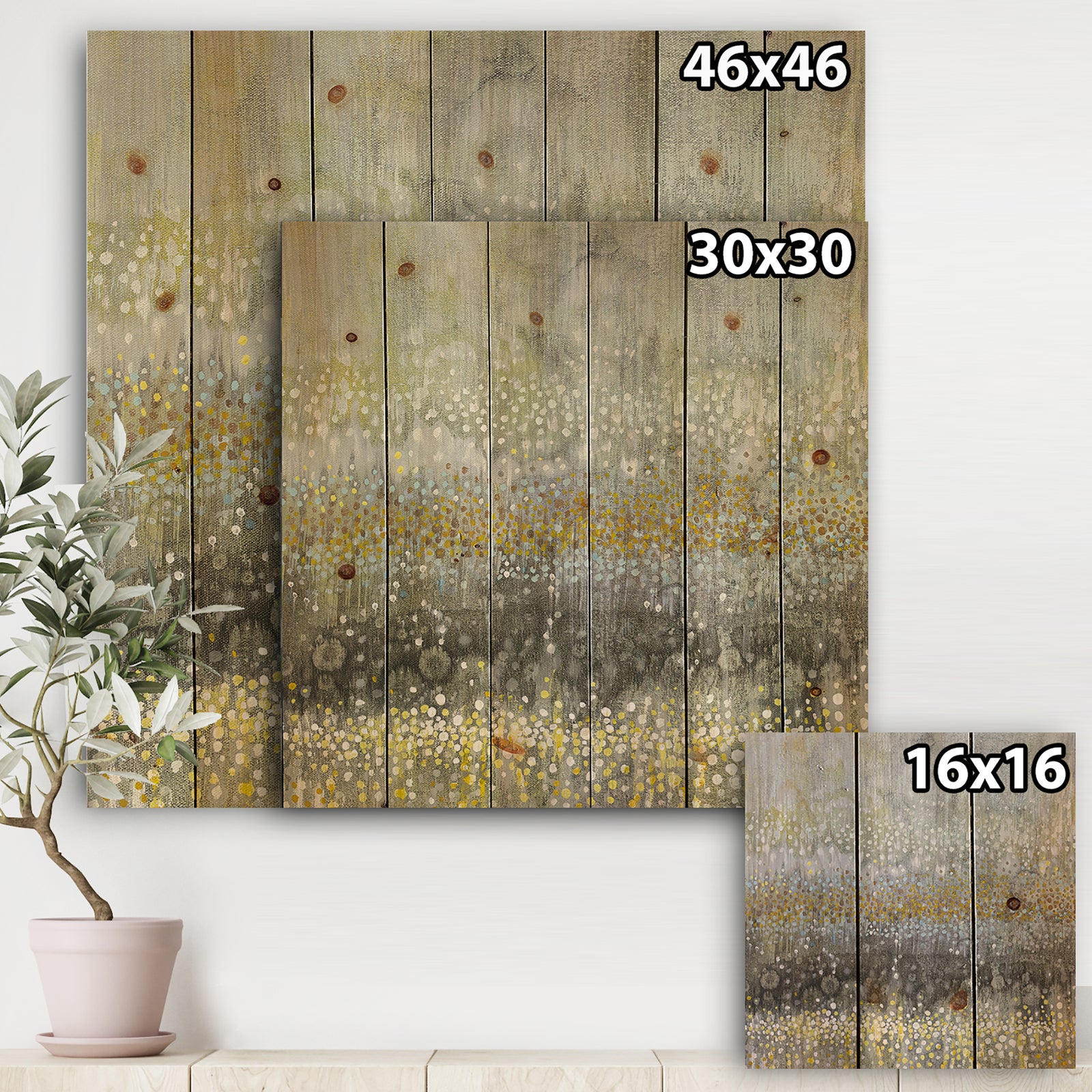 Glam Rain Abstract III - Modern & Contemporary Print on Natural Pine Wood