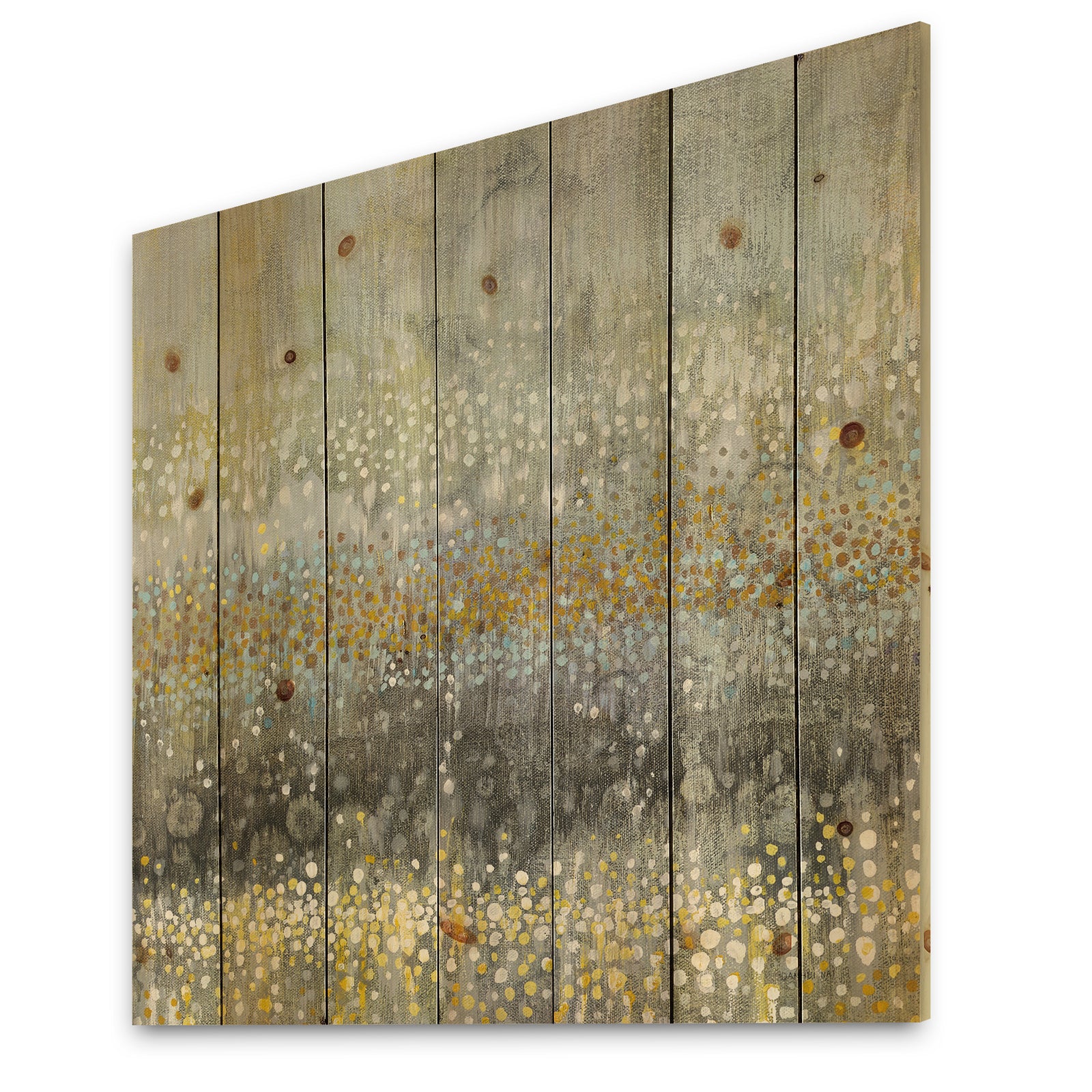 Glam Rain Abstract III - Modern & Contemporary Print on Natural Pine Wood