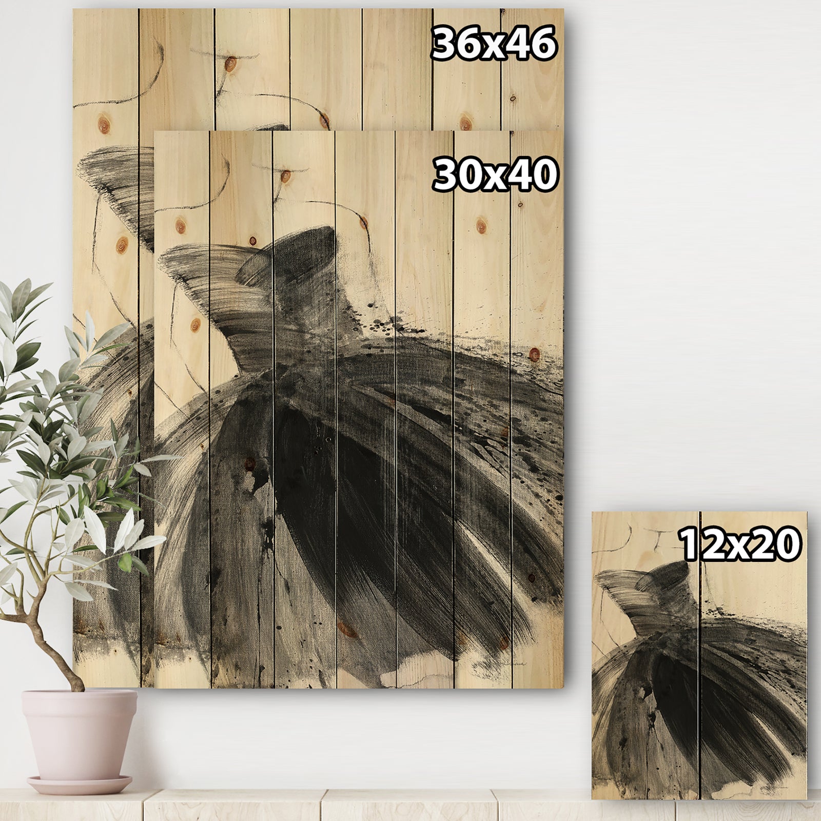Glam and Fashion Feminine III - Fashion Figures Print on Natural Pine Wood