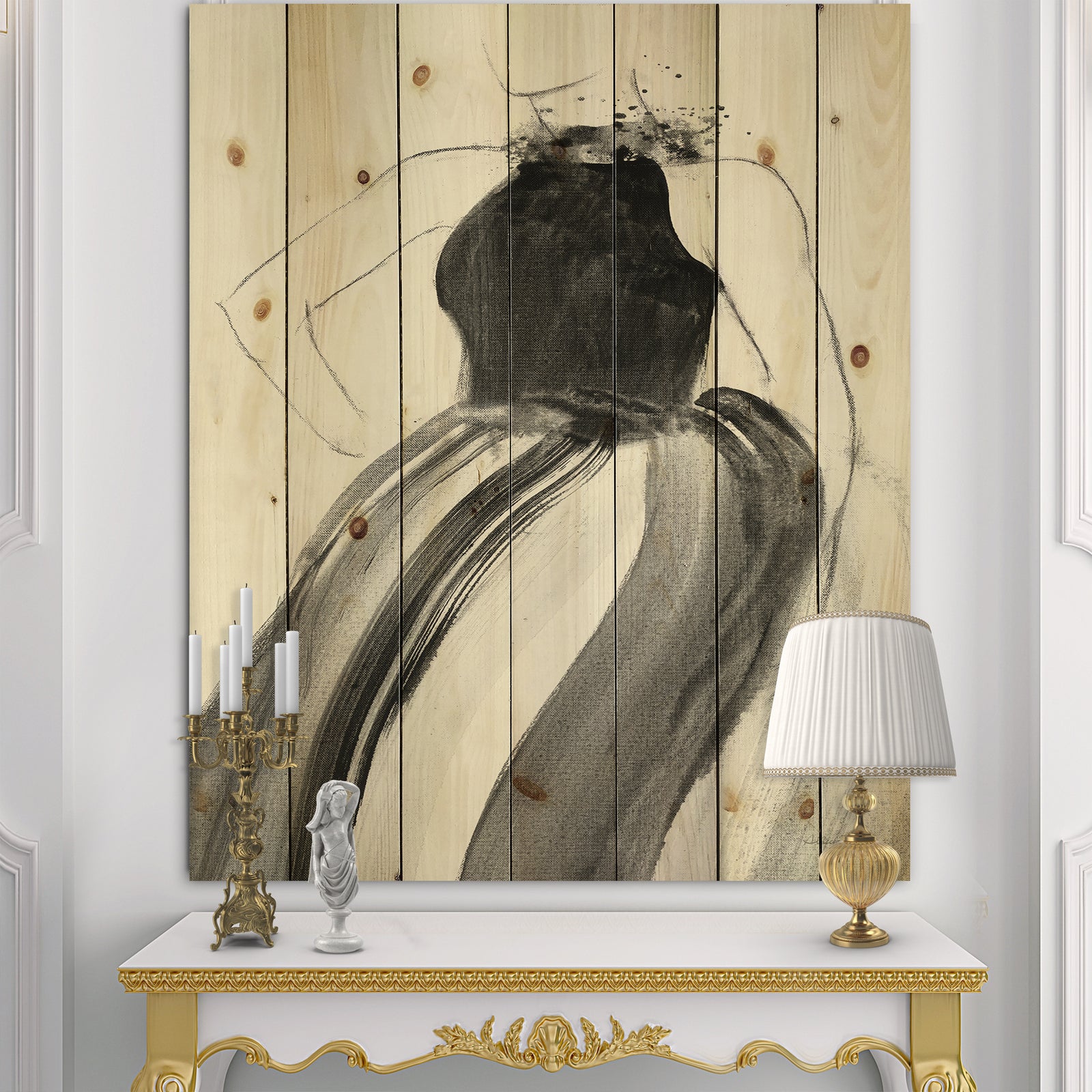 Glam and Fashion Feminine II - Fashion Figures Print on Natural Pine Wood