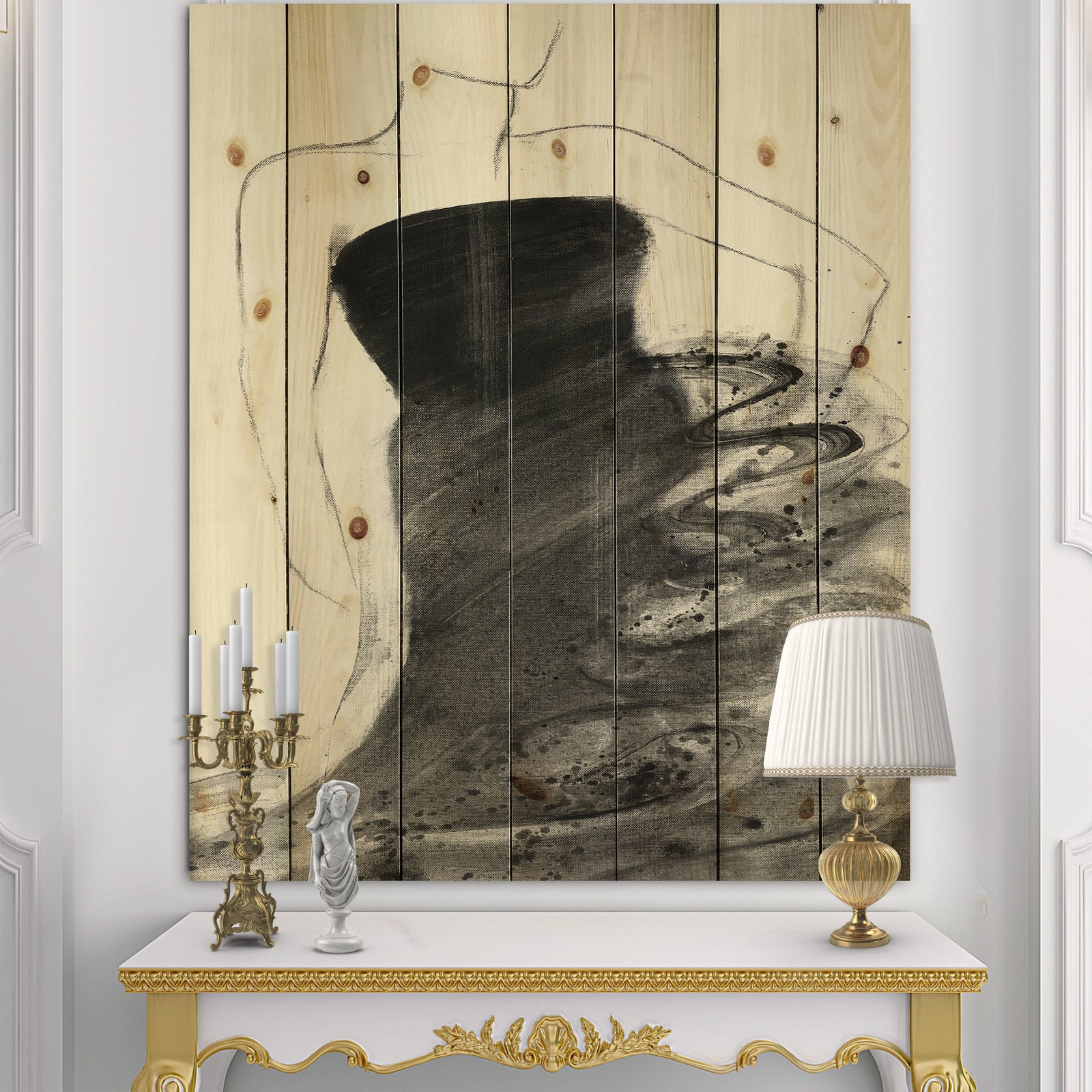 Glam and Fashion Feminine I - Fashion Figures Print on Natural Pine Wood