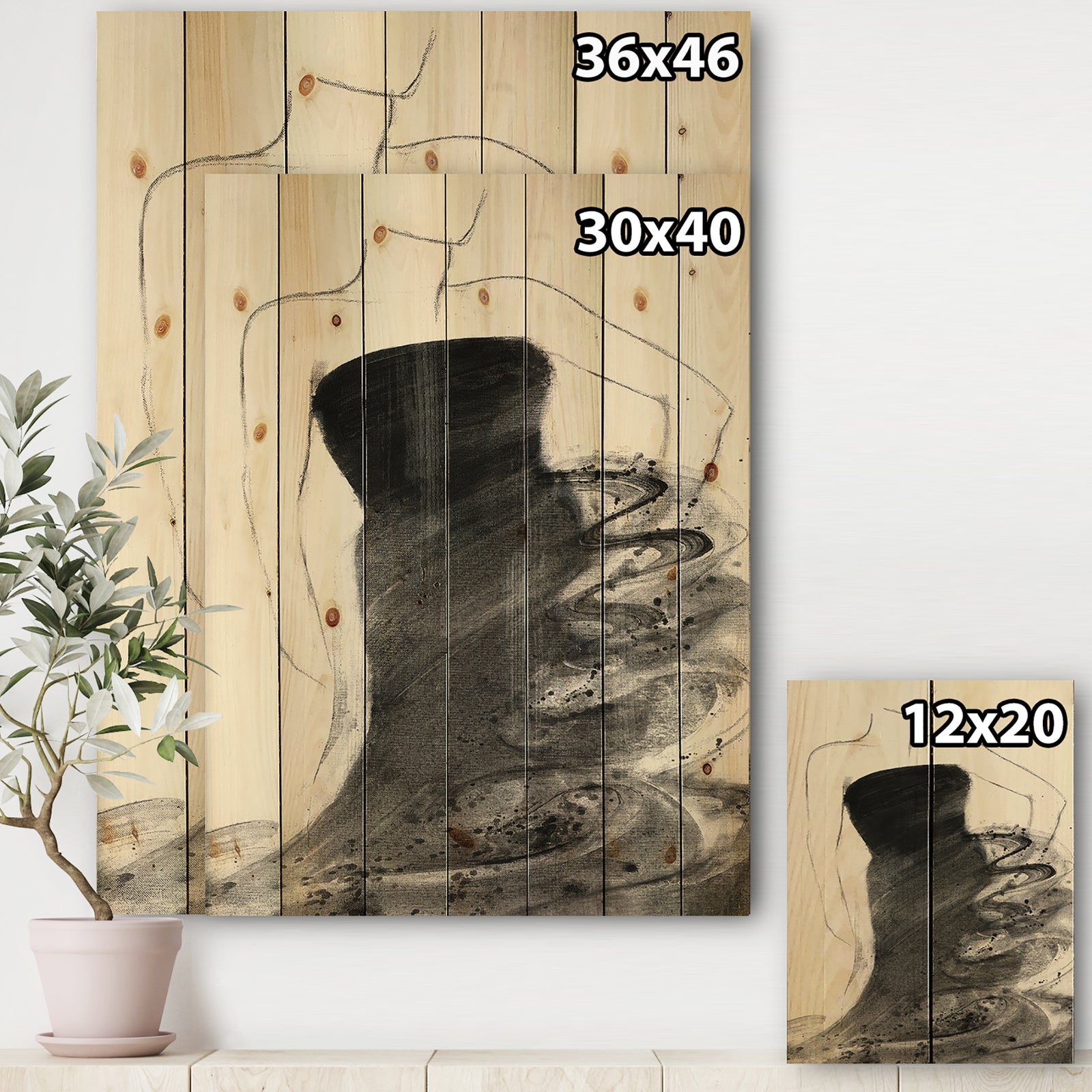 Glam and Fashion Feminine I - Fashion Figures Print on Natural Pine Wood