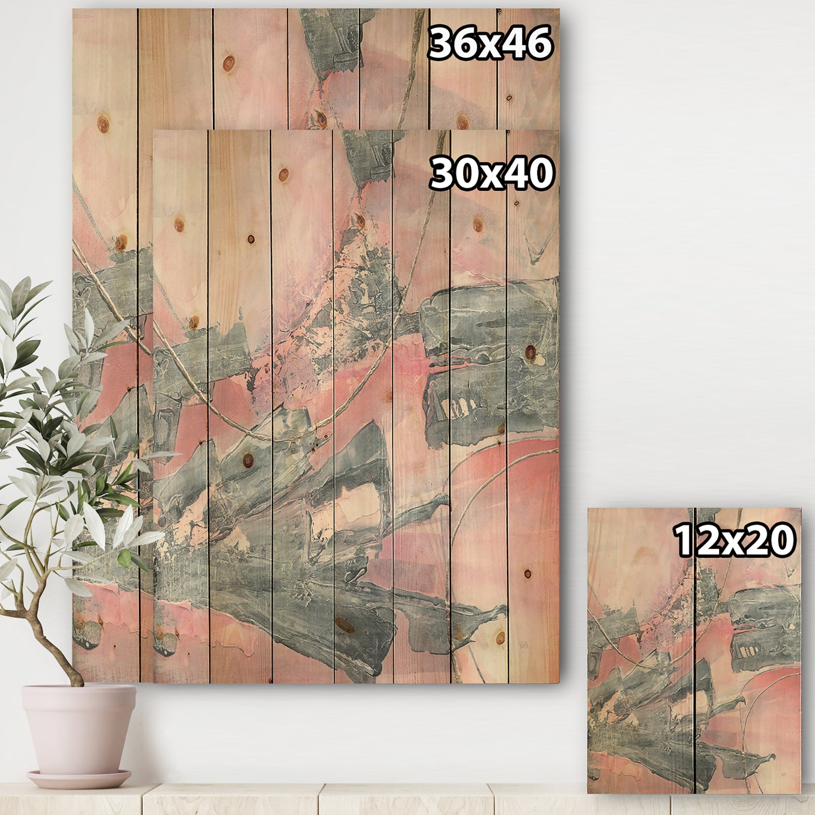 Durty Shabby Pink Blush III - Shabby Chic Print on Natural Pine Wood