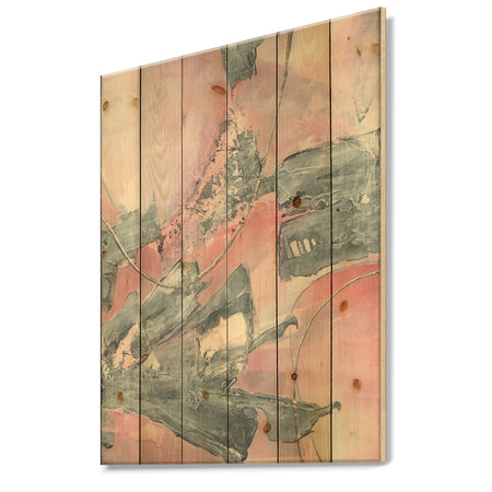 Durty Shabby Pink Blush III - Shabby Chic Print on Natural Pine Wood