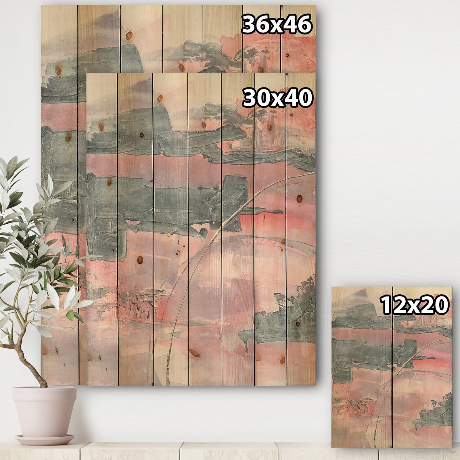 Durty Shabby Pink Blush II - Shabby Chic Print on Natural Pine Wood