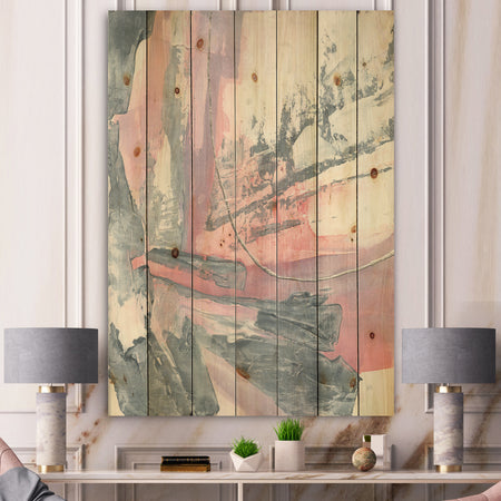 Durty Shabby Pink Blush I - Shabby Chic Print on Natural Pine Wood