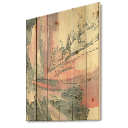 Durty Shabby Pink Blush I - Shabby Chic Print on Natural Pine Wood